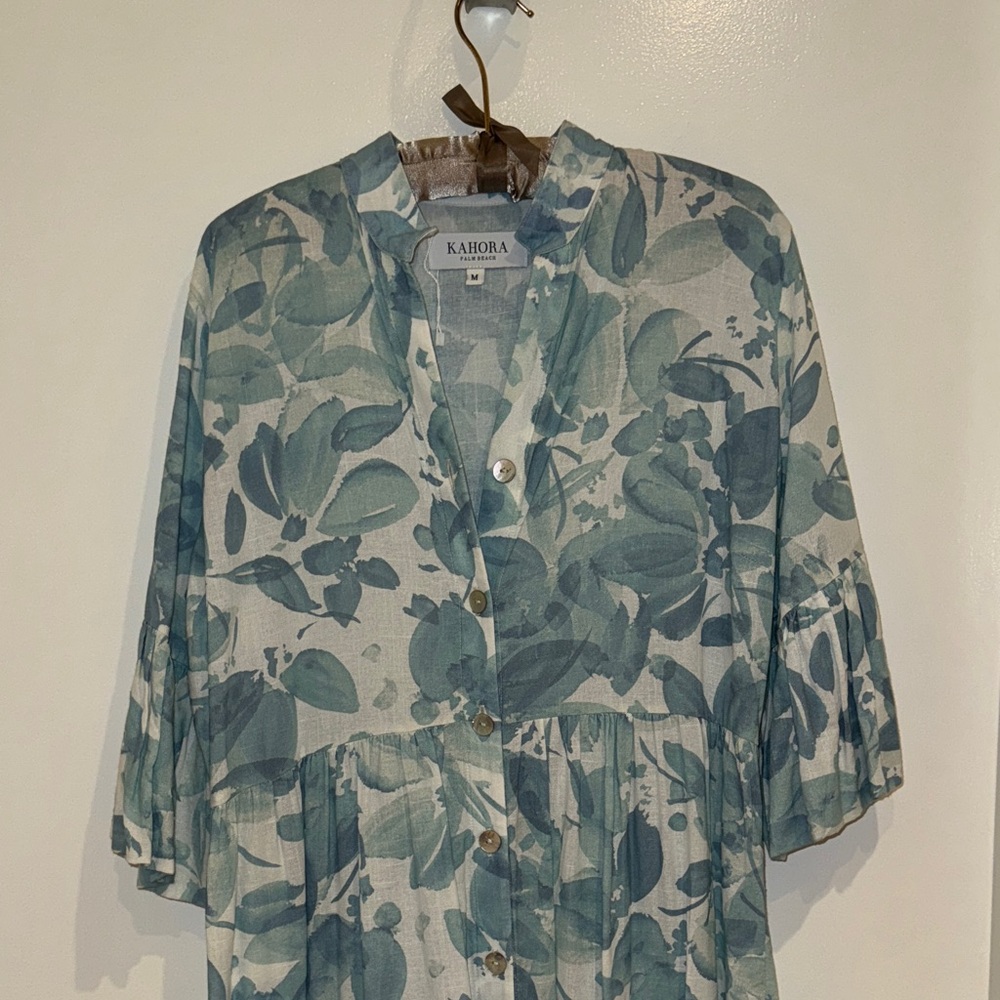 Kahora Teal Floral Maxi Dress